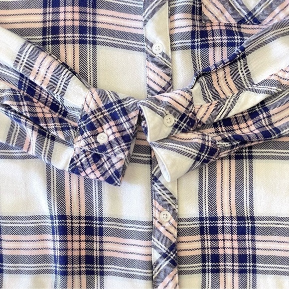 Rails Hunter Plaid Button Down Long Sleeve Shirt White Navy Pink XS - Picture 8 of 12